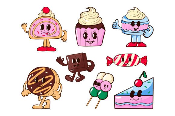 Download Fun Dessert Retro Character Bundle - Retro Collection