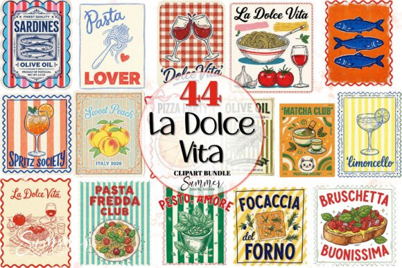 Download La Dolce Vita Italian Food Retro PNG - Premium Resources